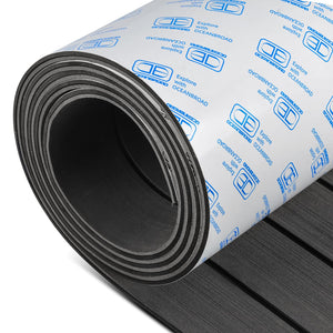LinkMejor Boat Flooring Self-Adhesive 48''x16.8'' Dark Gray/Black Lines
