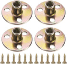 4Pcs M8-1.25mm Pitch T-Nuts, Zinc Plated Steel Brad Hole Tee Nut with Screws, 3-Hole Round Base Weld Nuts Through Hole Flange Insert Female Thread Plate Nuts, Multicolor
