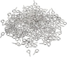 200Pcs Small Screw Eye Pins Hooks Mini Eyelets Screws Threaded, 5x10x1.2mm Self Tapping Screw for Jewelry Making Findings DIY Crafts, Silver White
