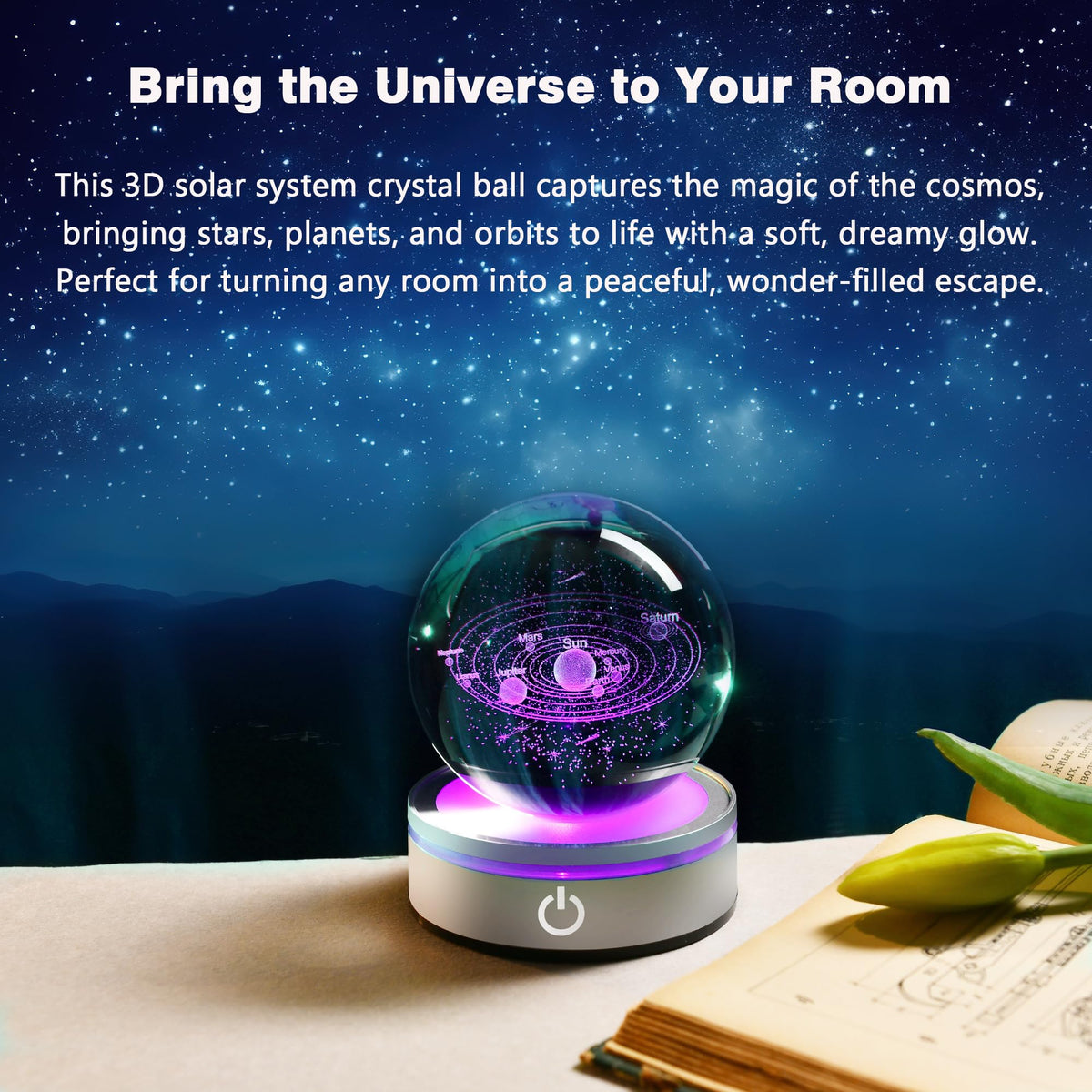 LinkMejor 3D Sistema Solar Esfera de Cristal Modelo Presente Astronomia Espacial Presente