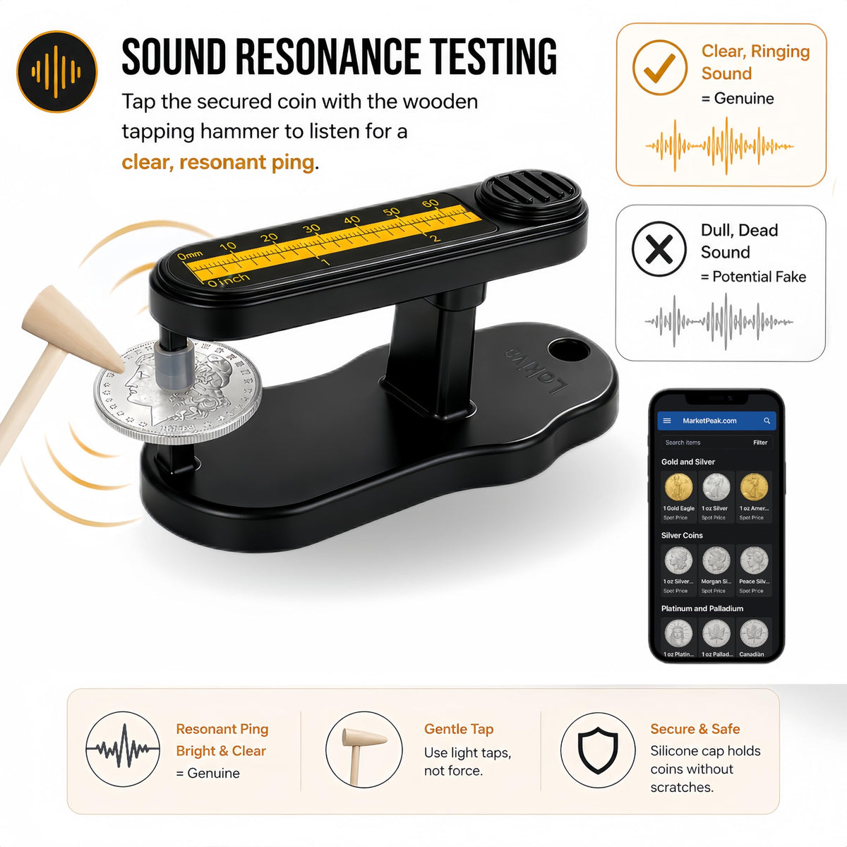 Set de testare Coin Ping cu Pocket Pinger pentru instrumente de verificare Coin