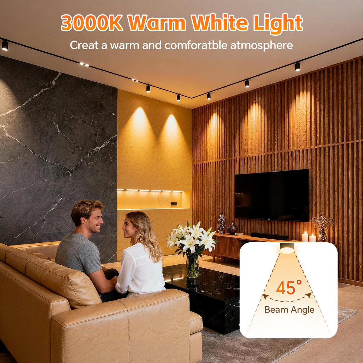 Lampy do pochwy na gaz, LED GU10, regulowane, 3000K biały ciepły, 2 sztuki