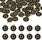 LinkMejor 52pcs Letter Charm, Enamel Letter Pendants, Alphabet D Pendants Double Sided Beads Charm for DIY Bracelet Necklace Pendants Earring Jewelry, Black