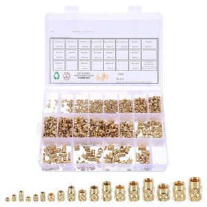 1000pcs M2 M2.5 M3 M4 M5 M6 Metrische Schraubenkopfstecker Kupfer Heissgepresster Einleger Schraubenkopfnutzen Sortimentskit, 3D-Druckkupfer Nüsse Weibliche Schraubenkopfstecker Nüsse mit Heissgepresster Einleger Tips