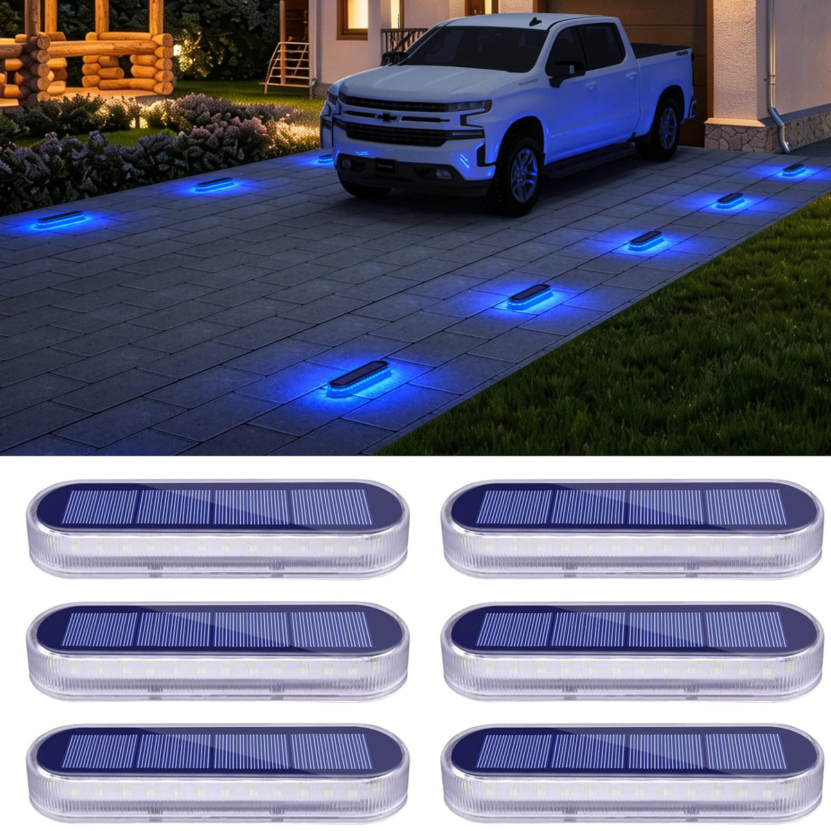 Zonne Dok Deckverlichting Buiten 6Stks Blauwe Zonne Trapverlichting IP68 Waterdicht