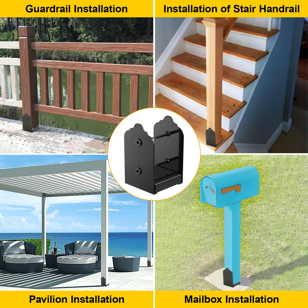 4x4 Post Base, 2Pcs Bantalan Anchor Post Kunci Ajustabel Stainless Steel