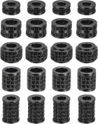 Rhinestone Charm Spacer Beads, 20Pcs Big Hole Zircon Pave Tube Column Beads for Bracelet Jewelry Making (Metallic Black, 5 Styles, Each 4Pcs)
