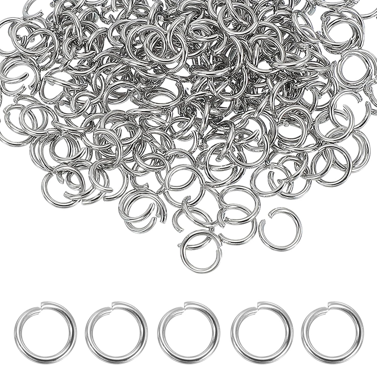 250pcs Open Jump Rings, 7mm Stainless Steel Split O Rings 1mm Thick Connector Ring for Bracelet Necklace Pendant Jewelry Keychain DIY Craft Making, Silver