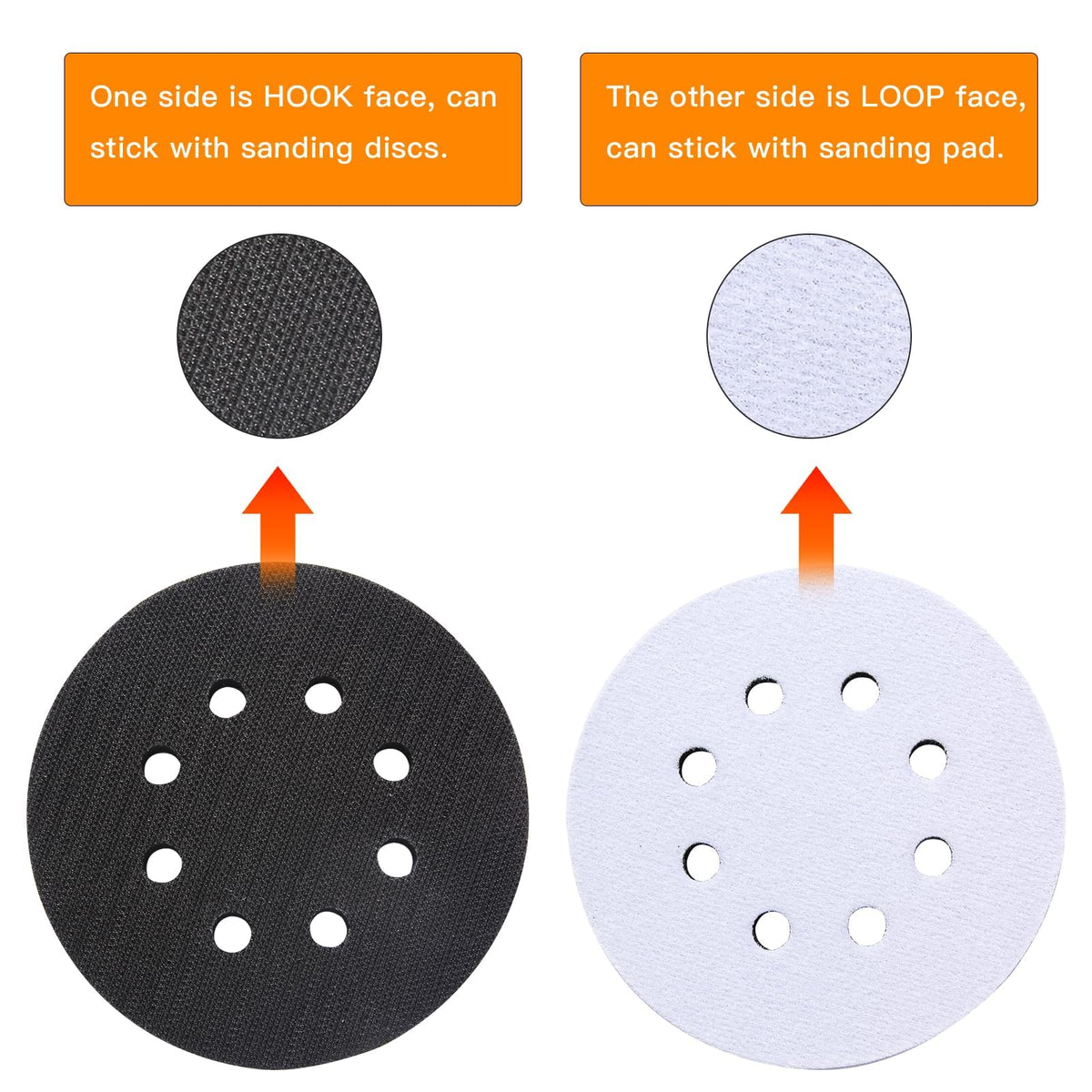 LinkMejor 6 Unids 5 Pulgadas 8 Orificios Pads de Afinado de Espuma, Pads de Interfaz de Densidad Suave, Cojín de Espuma de Ganchos y Ojales para Reemplazo de Soporte de Afinado de Orbital