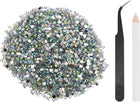 5000pcs Flatback Rhinestones Resin, SS12 3mm Resin Rhinestones Bulk Round Shine Gems with Pickup Tools for DIY Nail Art Tumblers Mugs Clothes, AB
