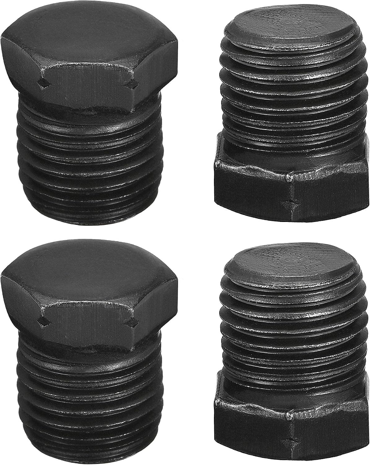 Outer Hex Head Socket Pipe Fitting Plug 1/4NPT Male Thread Carbon Steel 4Pcs for Terminate Pipe Ends