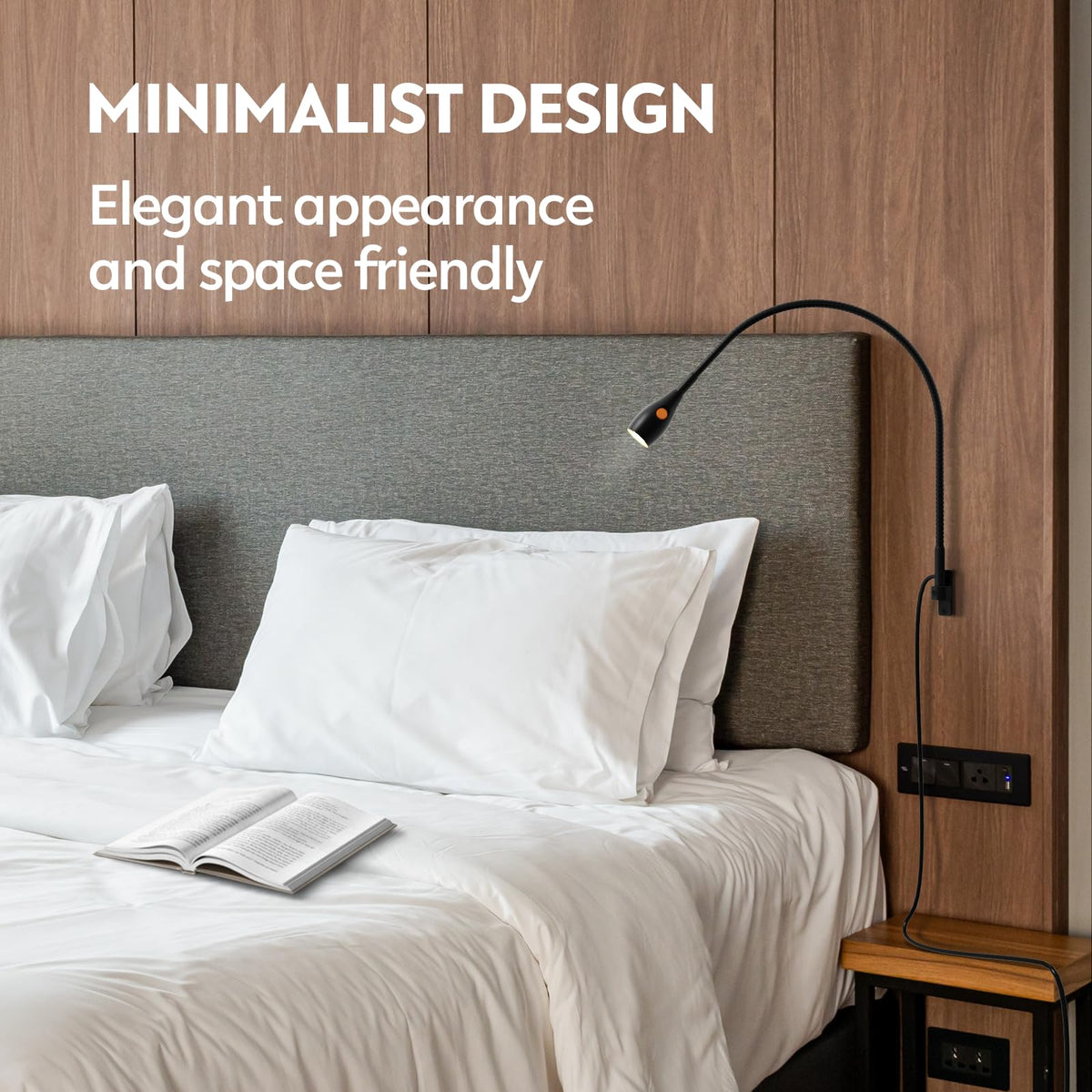 LinkMejor Lepas Dinding/Headboard Dengan Lampu Baca yang Praktis Pemutar Kepala