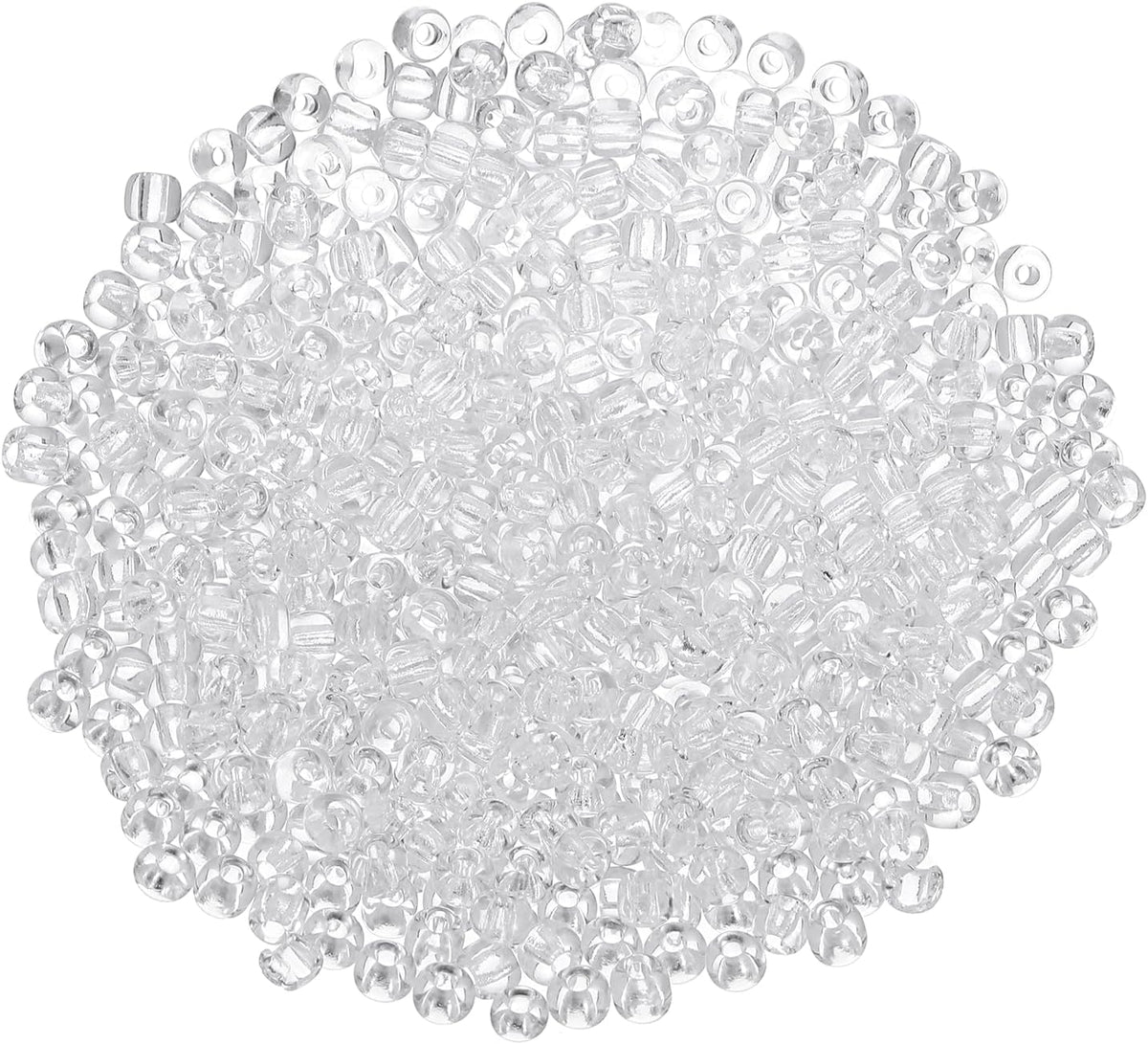 1600Pcs Glass Seed Beads, 3mm 8/0 Loose Mini Beads with Hole, Bulk Craft Spacer for Earring Bracelet Necklace Jewelry Making, Clear