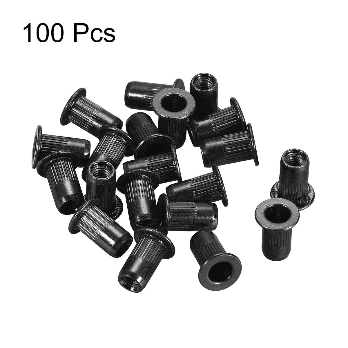 M5 Rivetto Dadi Acciaio Carbonio Zincoplatino Tronco Piatto testa incernierata Inserto Dadi Nera 100Pz