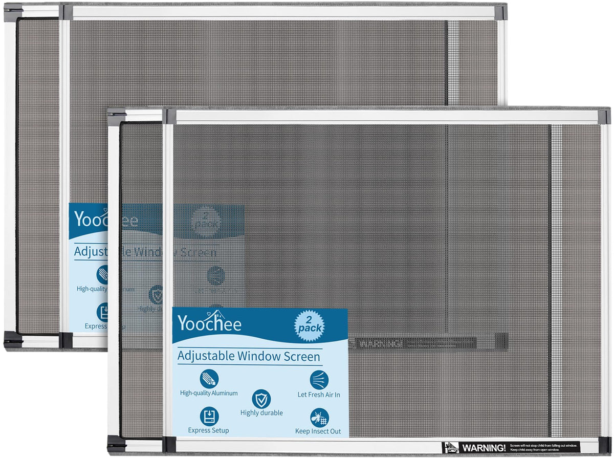 LinkMejor Schermo Finestra Estensibile, 2 Pack Schermo Finestra Regolabile (18" H x 25" - 49" W) - Schermi di Sostituzione Finestra Grandi con Cornice, Schermo di Sostituzione Resistente per Finestra