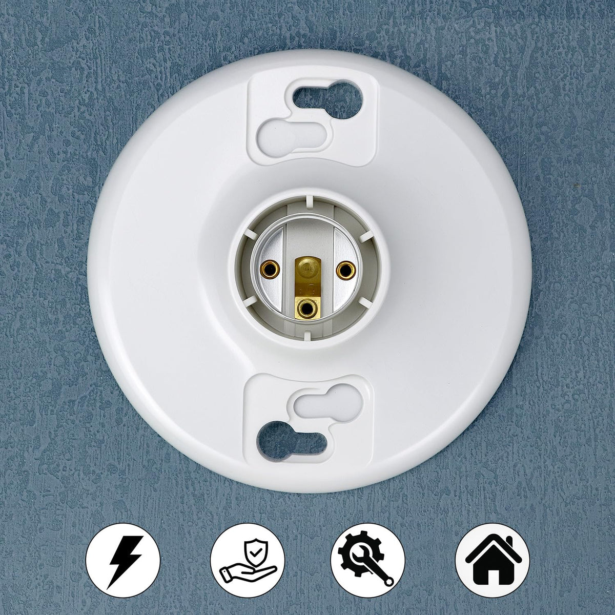 LinkMejor 6-pack lamphåndtager E26 med mellertag, hvide lamphåndtager til glödlampar og LED-lampar, 600V/660W