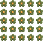 LinkMejor 50pcs Flower Sew on Patches, Crochet Floral Petals Handmade Crochet Flowers Appliques Embellishments for DIY Hair Clothes Wedding Craft, Green and Yellow