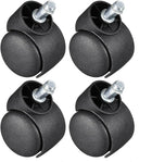 4Pcs 2-inch Swivel Casters Nylon Twin Wheel,Universal 11mmx22mm Stem Mount Swivel Caster Black