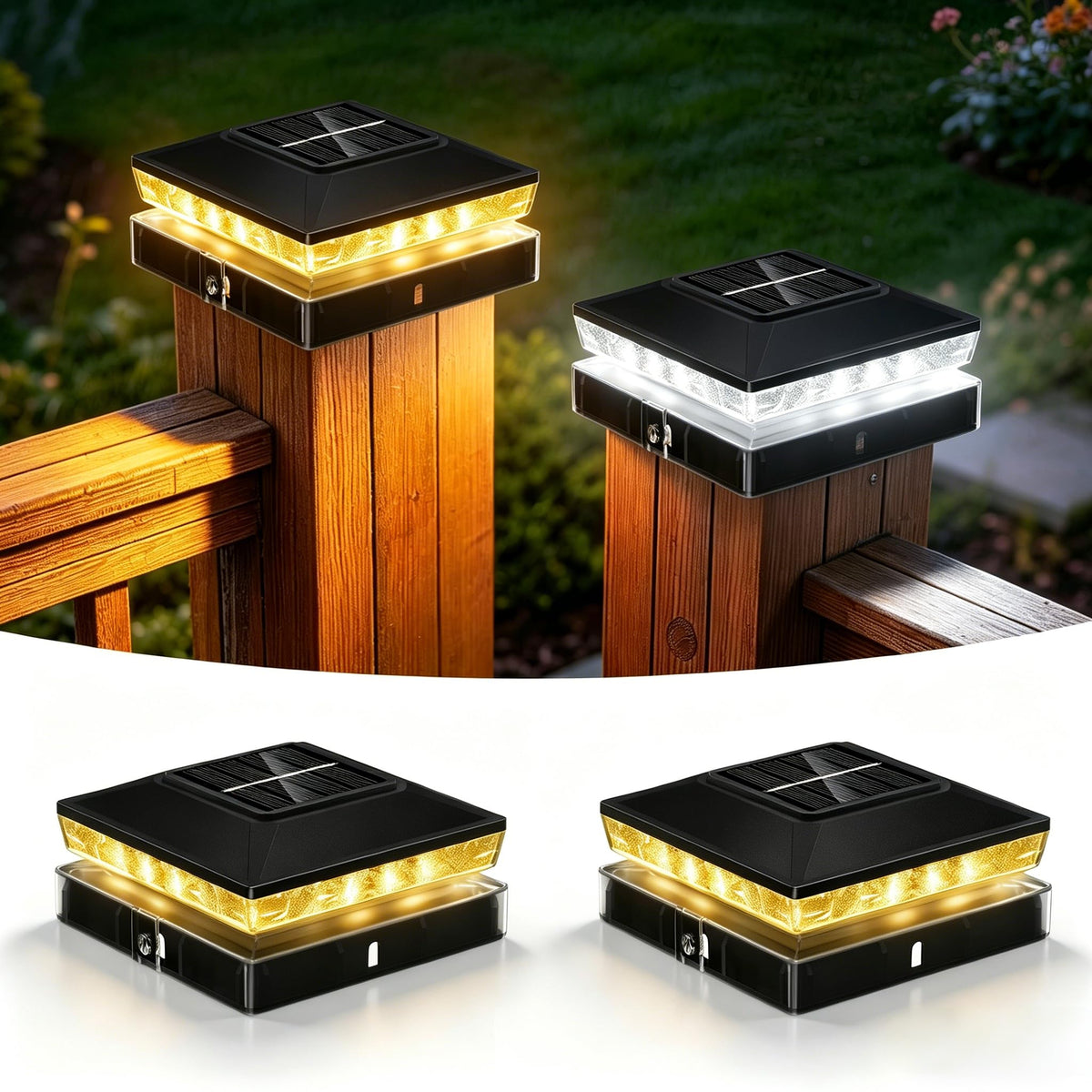 LinkMejor Solar Post Cap Lights 12 Pack, Post Lights for 4x4 Wood/Vinyl Posts