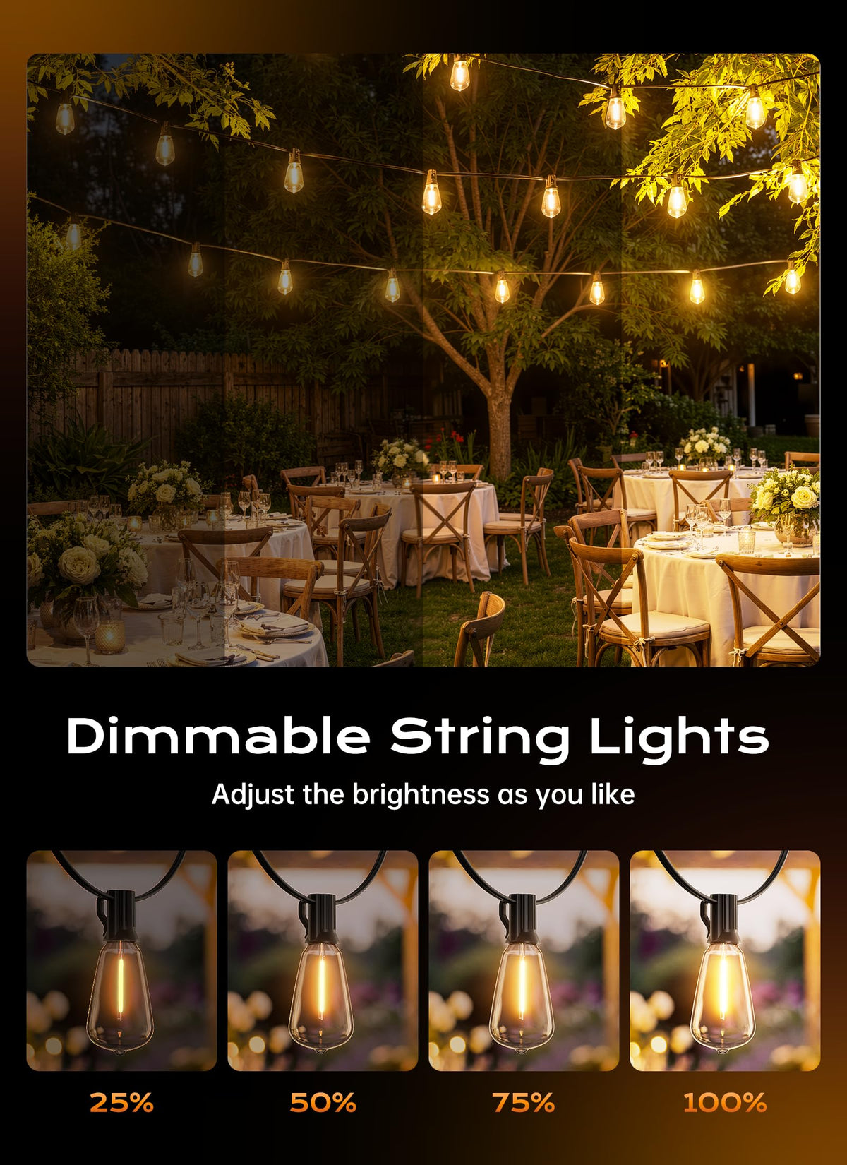 LinkMejor 100FT Luminile de Sânge Outdoor cu Distanță, ST38 Luminile de Patio Reglabile