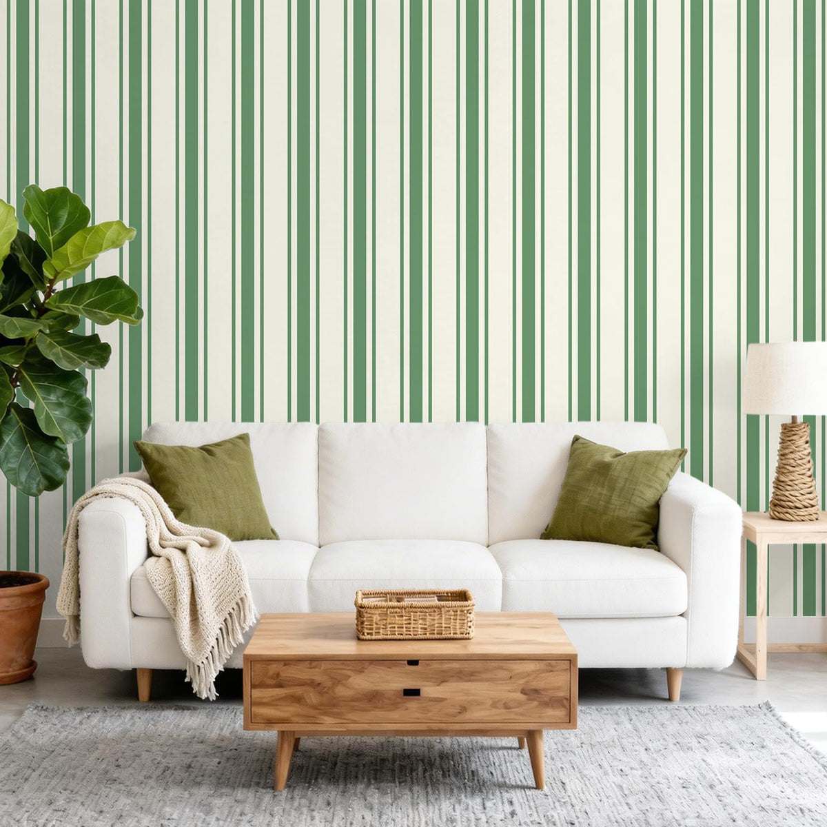 LinkMejor Vintage Green and White Stripe Peel and Stick Wallpaper Green Geometric Striped Wallpaper 17.7''x354'' Removable Self Adhesive Stripes Contact Paper for Bathroom Bedroom Accent Walls