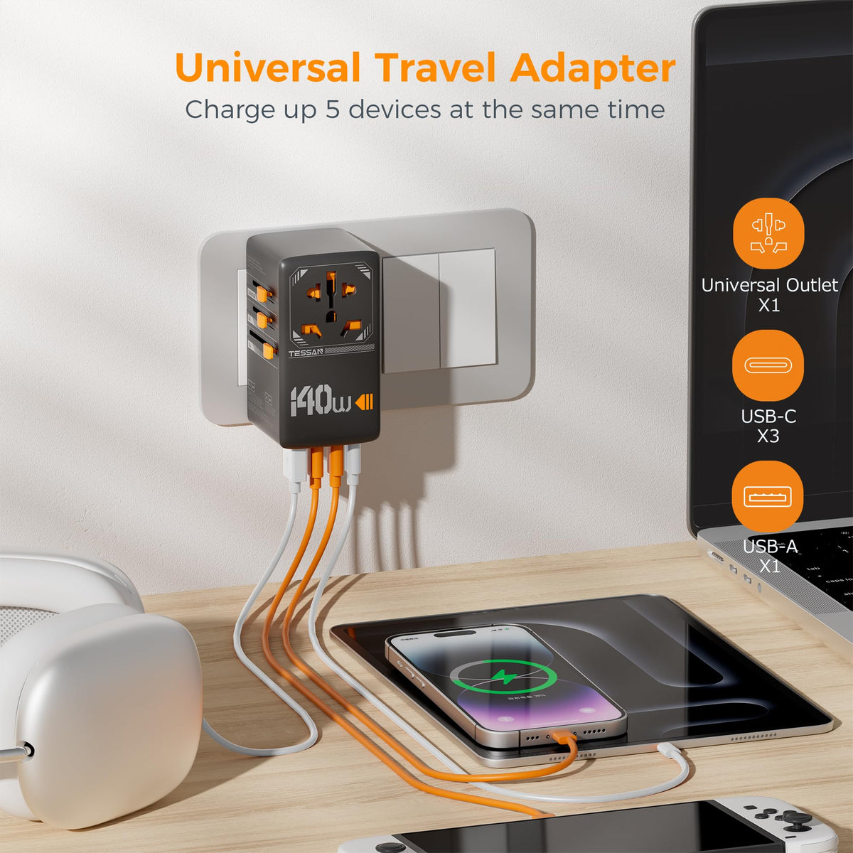 LinkMejor Adattatore Viaggi Universale, Nero