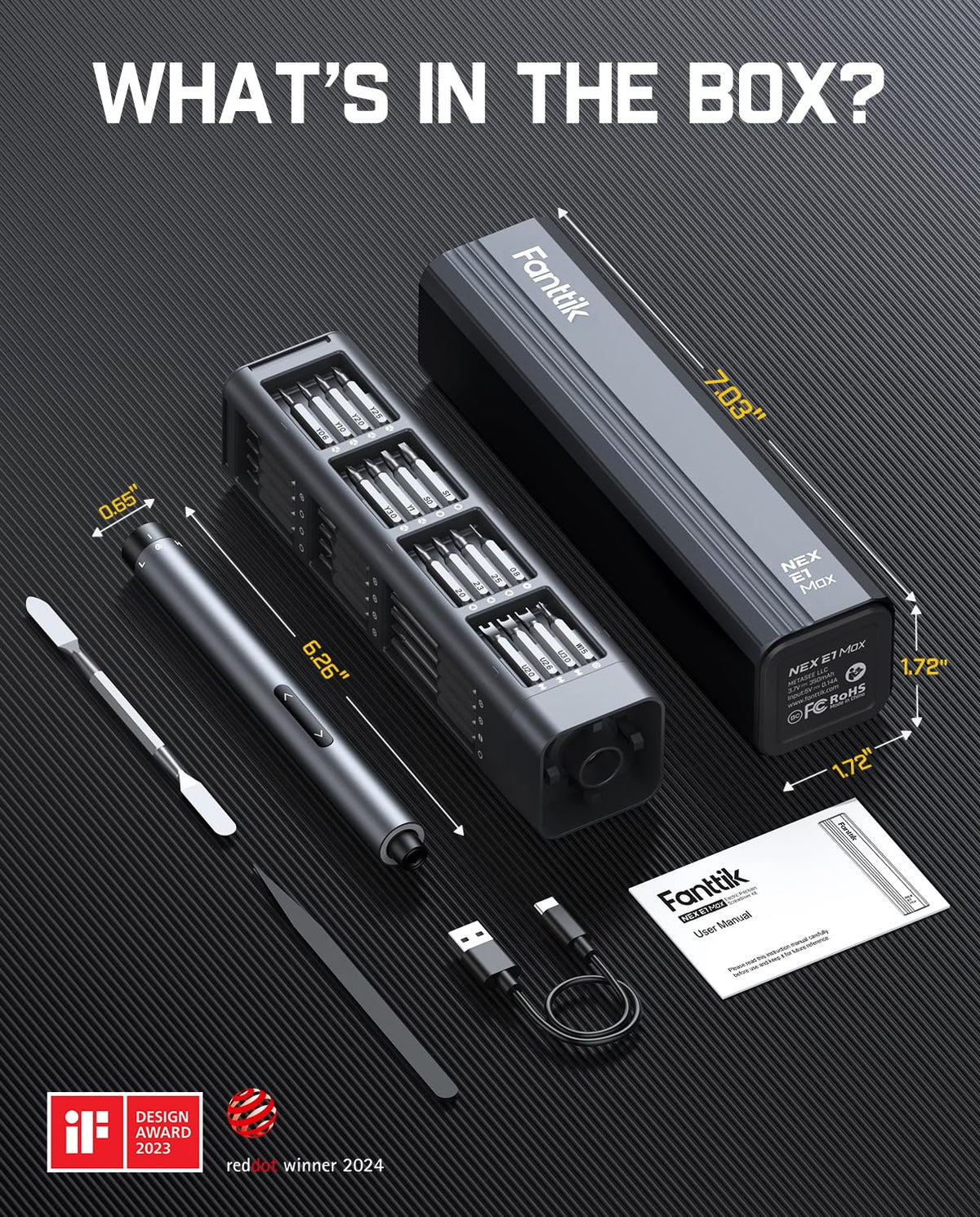 リンクマイオーレ E1 マックス プレシジョン電動ドライバー、ミニドライバーセット（グレー）