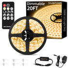 LinkMejor 20ft Bande LED Réglable à Distance, Blanc Chaud 3000K
