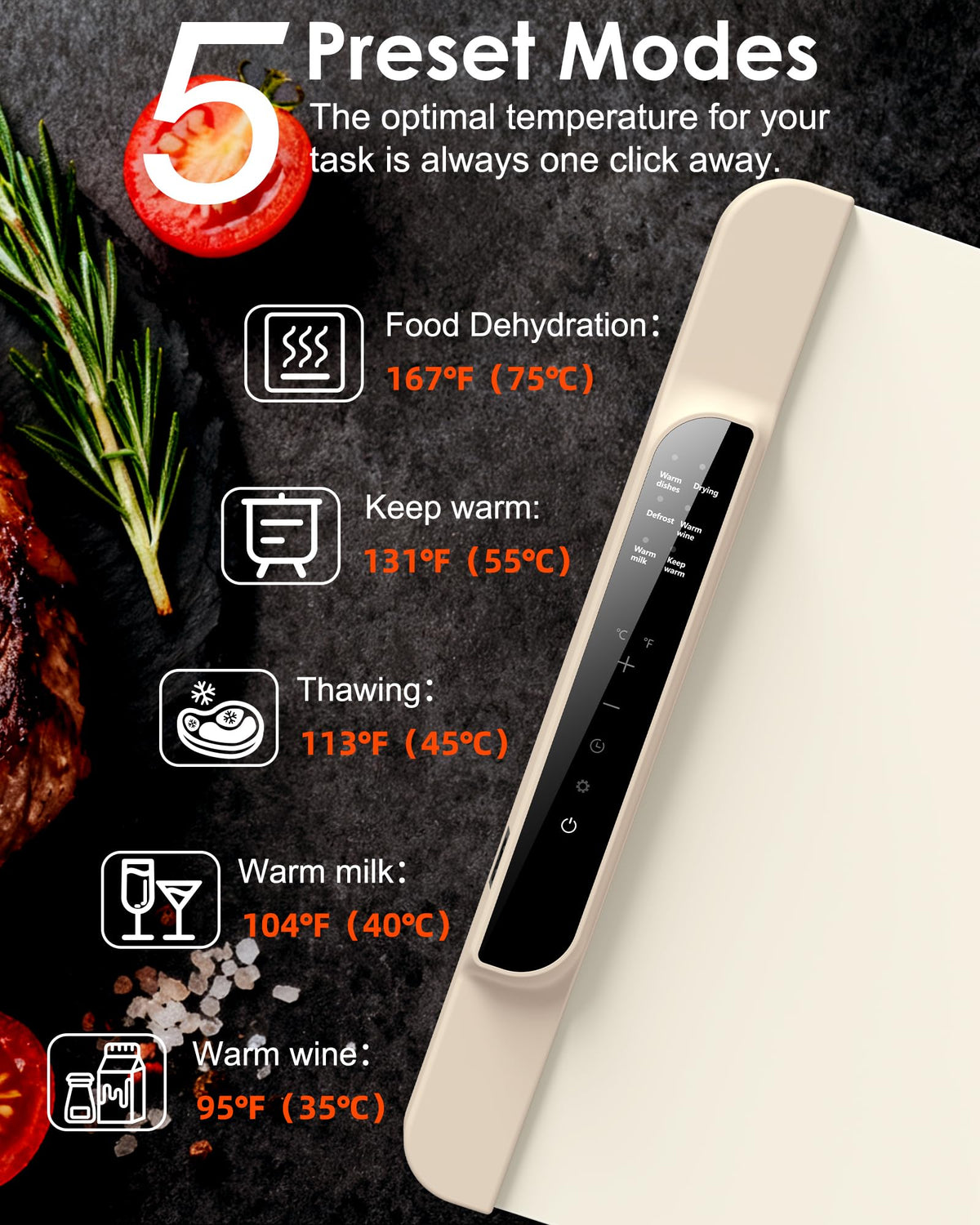 Warming Mat for Food,Food Warming Mat,Electric Warming Tray with 10 Temp-Settings,10H Timer,Portable Food Warmer for Parties,Buffets,Family Gatherings,Holiday,Child Lock (Beige, 26 * 15 Inch)