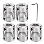 5 Pcs Aluminum Alloy Shaft Coupling 8mm to 10mm, Flexible Coupling Motor Connector Joint, Stepper Motor Coupler for CNC Machine & 3D Printer (L25xD19)