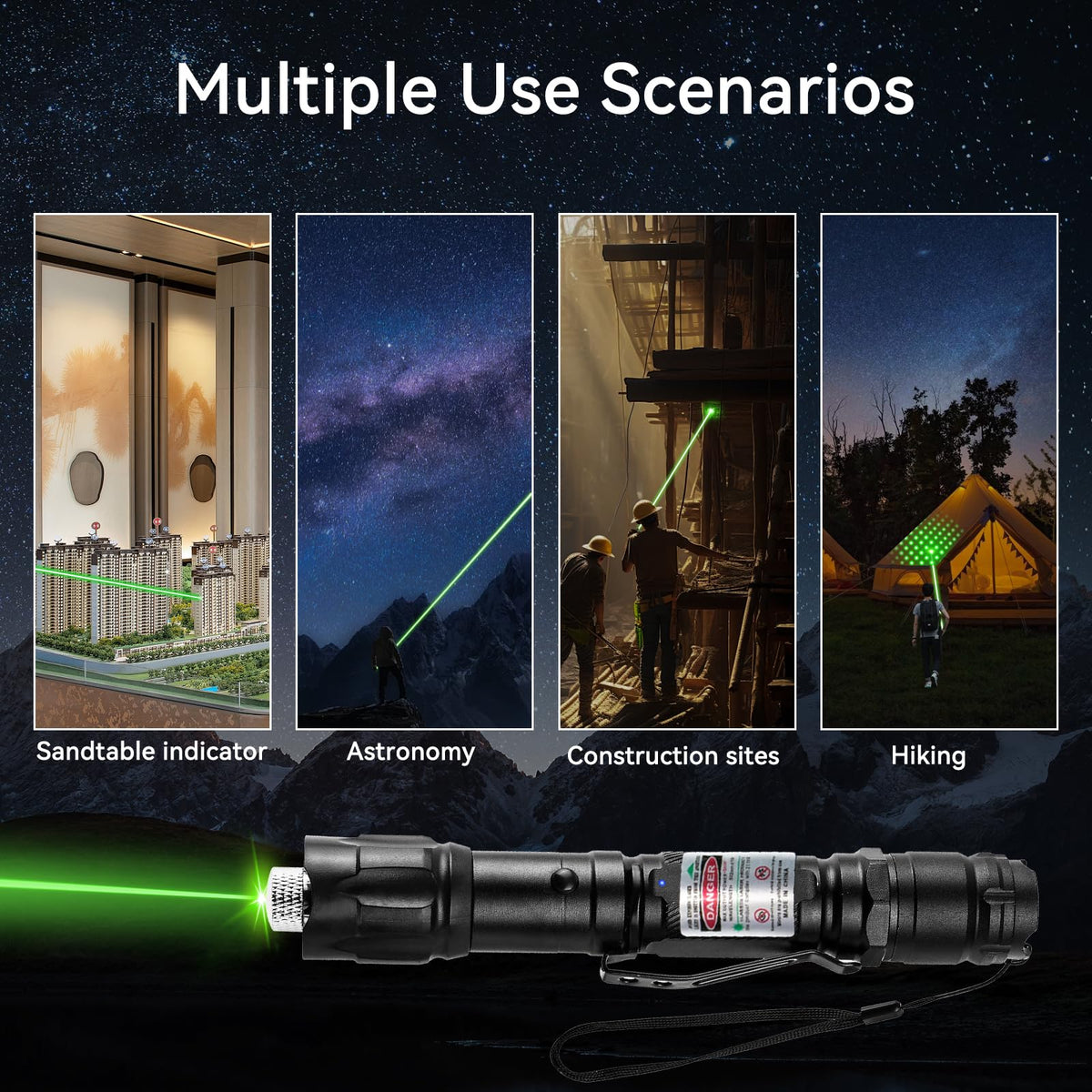 LinkMejor Green Laser Pointer with Adjustable Star Cap, Type-C Rechargeable