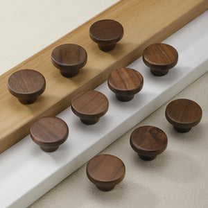 LinkMejor 10 Pack 1,53 Zoll (39 mm) runde Walnussholz Einloch Schrankgriffe, Schrankknöpfe 1 Loch Hardware Griffe Dekorative Möbelknöpfe für Schrank Schränke