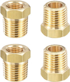 Brass Pipe Fitting Reducer Adapter 1/4" BSPT Male x 1/8" NPT Female for Water Oil Air Pressure Gauge Engine Temp Sensor, Pack of 4