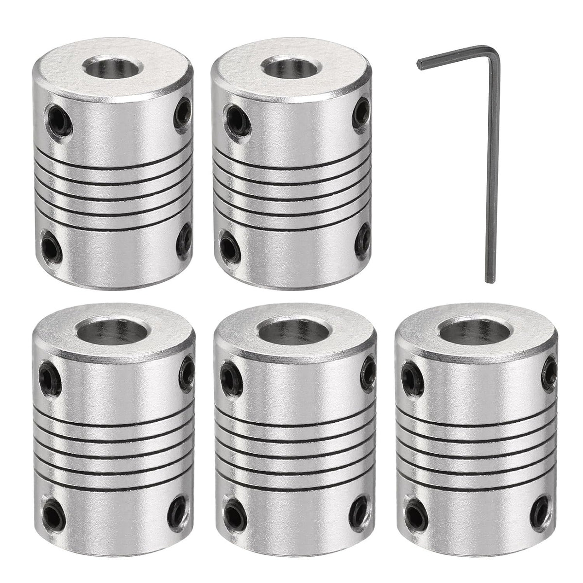 5 Pcs Aluminum Alloy Shaft Coupling 6mm to 8mm, Flexible Coupling Motor Connector Joint, Stepper Motor Coupler for CNC Machine & 3D Printer (L25xD19)