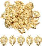 100Pcs Leaf Ornaments Pendant, Metal Tree Leaves Decoration Crafts for Making DIY Earring Necklace Hairpin Hair Clip Clothing Crafts (Gold, 1.3 x 0.7cm)