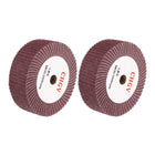 2pcs 150mm x 50mm 320 Grit Non-Woven Polishing Burnishing Wheel Abrasive Cloth Nylon Wire Drawing Flap Wheel for Stainless Steel Metal Red