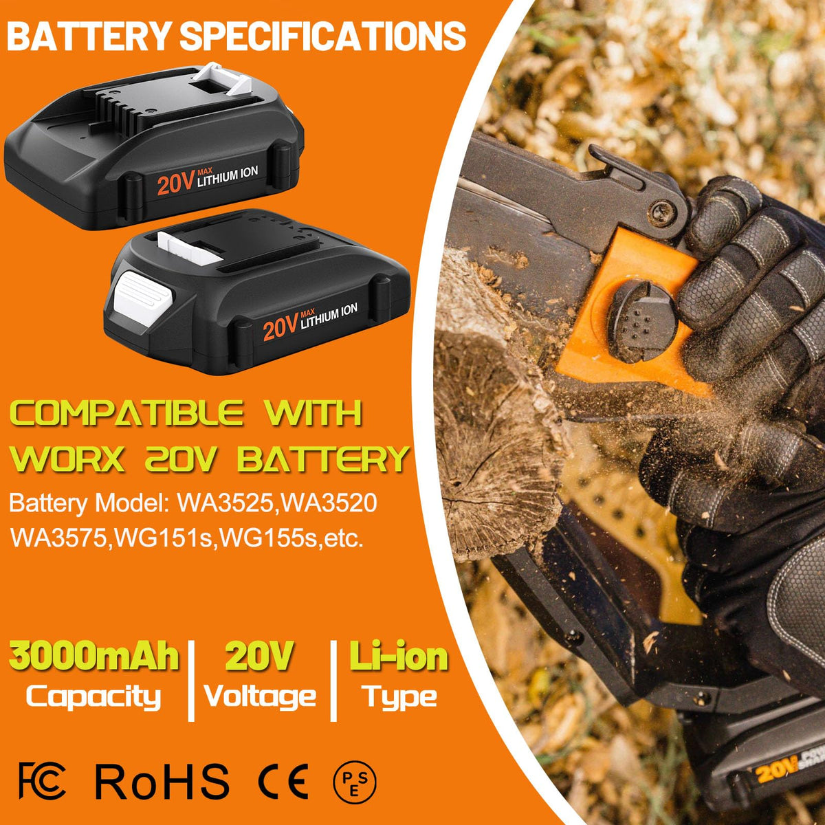 رابطي أفضل 2Pack 3000mAh بديل بطارية Worx 20V Power Share