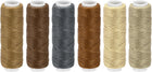 LinkMejor Waxed Leather Thread Set 13 Yards 150D/0.8mm Flat Polyester Cords for Hand Sewing,(Various Brown 6pcs)