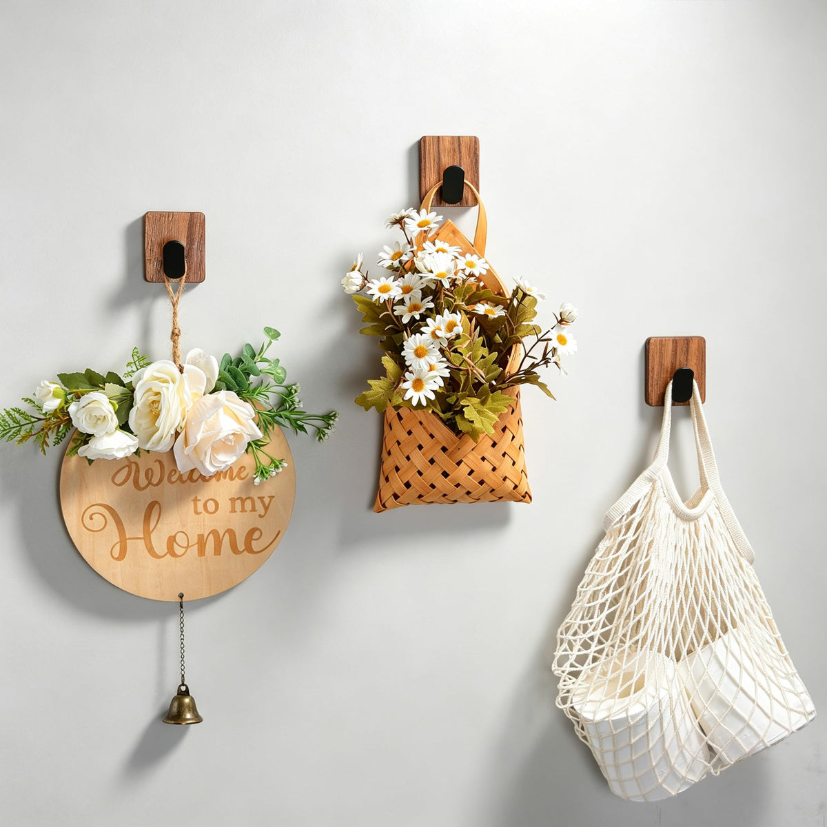 LinkMejor Rustik Style Meja Susu Piring - Kancing Dinding Kayu Dekoratif