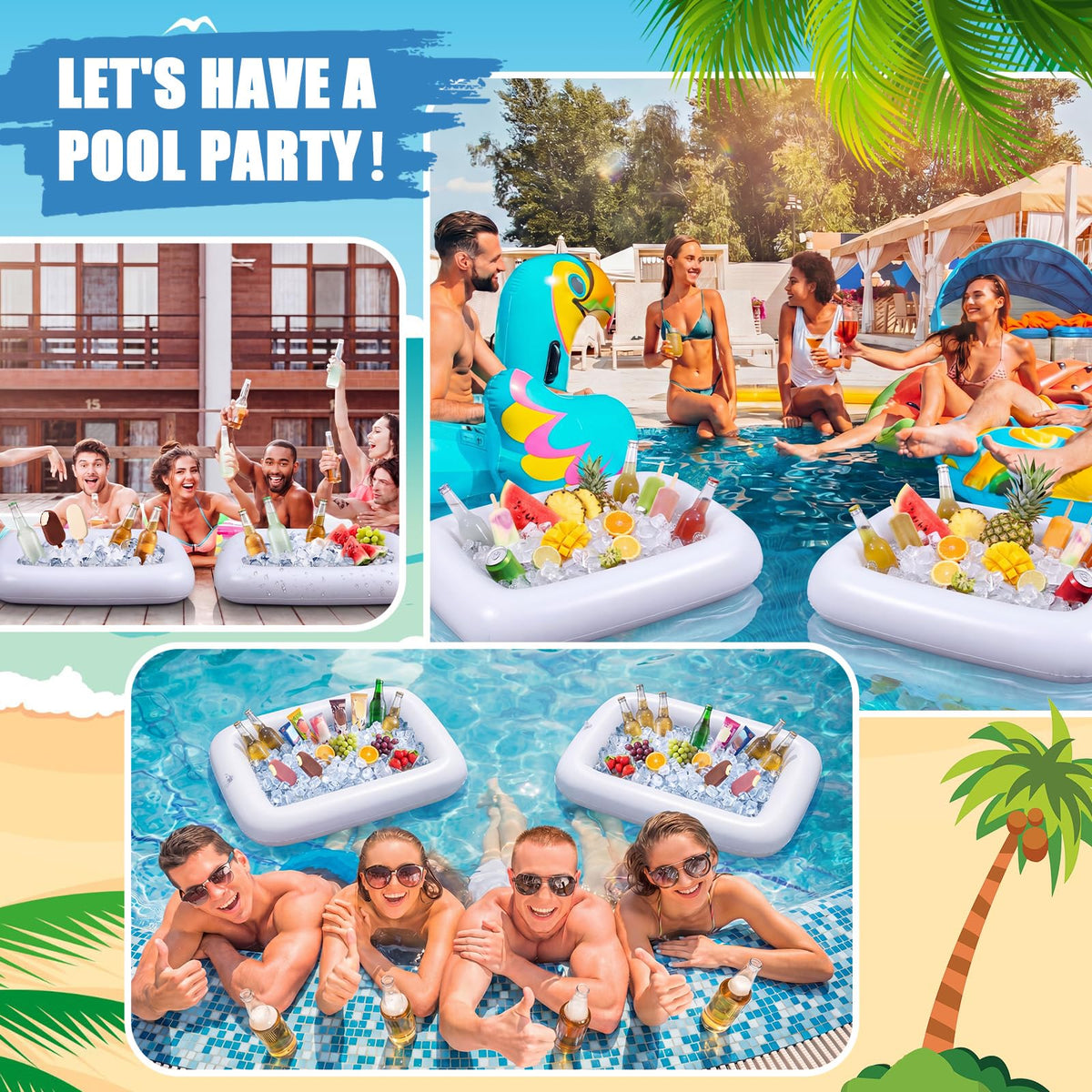 LinkMejor 2 Pcs Barang Inflatable Layar Segi Panjang Pelayan Buffet, Putih