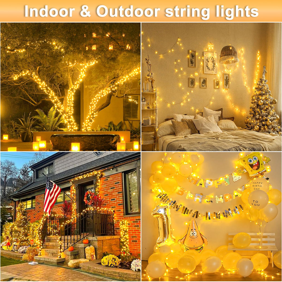 82FT 250 LED Wiszące Lampy Świąteczne, Warm White na Zewnątrz