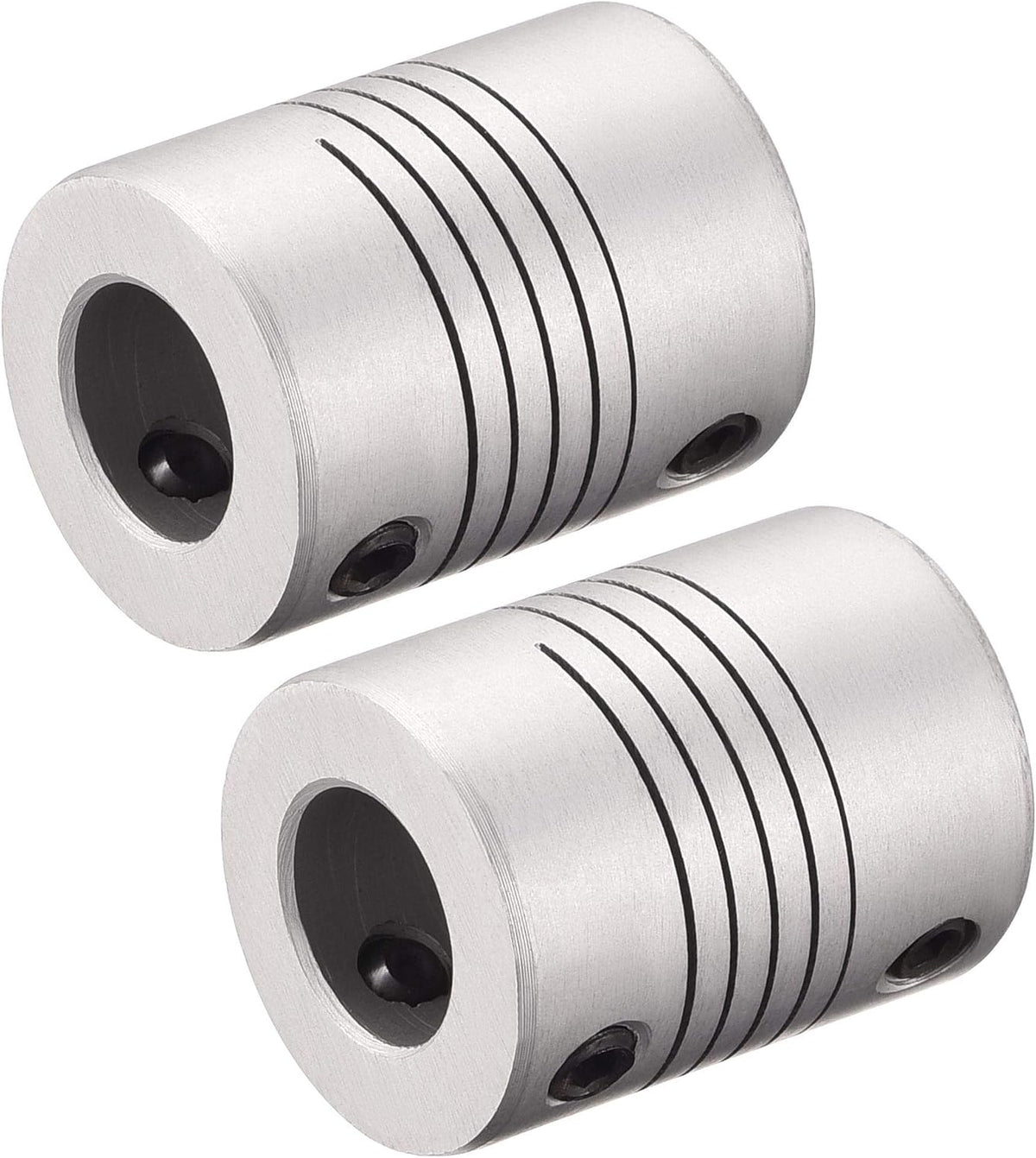 10mm to 10mm Aluminum Alloy Shaft Coupling Flexible Coupler Motor Connector Joint L25xD19 Silver,2pcs