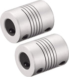 10mm to 10mm Aluminum Alloy Shaft Coupling Flexible Coupler Motor Connector Joint L25xD19 Silver,2pcs