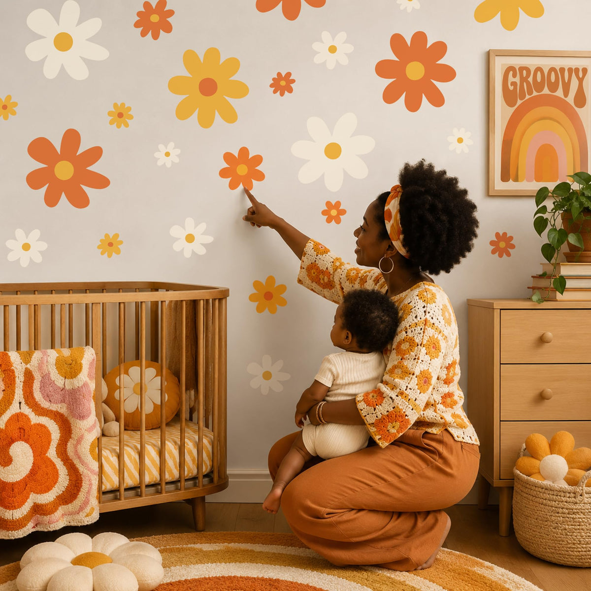 LinkMejor Decal Dinding Groovy Daisy Besar