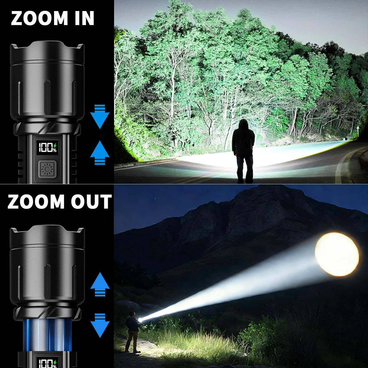 リンクマイオール充電式懐中電灯 99000ルーメン、LED明るいフラッシュライト