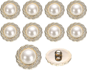 10Pcs 21mm Round Resin Vintage Clothes Sewing Button Metal Coat Pearl Wave Buttons Craft Accessories for Garment Coat Decoration Crafts DIY Project