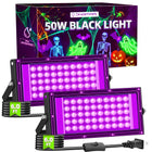 LinkMejor 2 Pack 50W Black Light with Switch Plug, IP66 Waterproof Outdoor