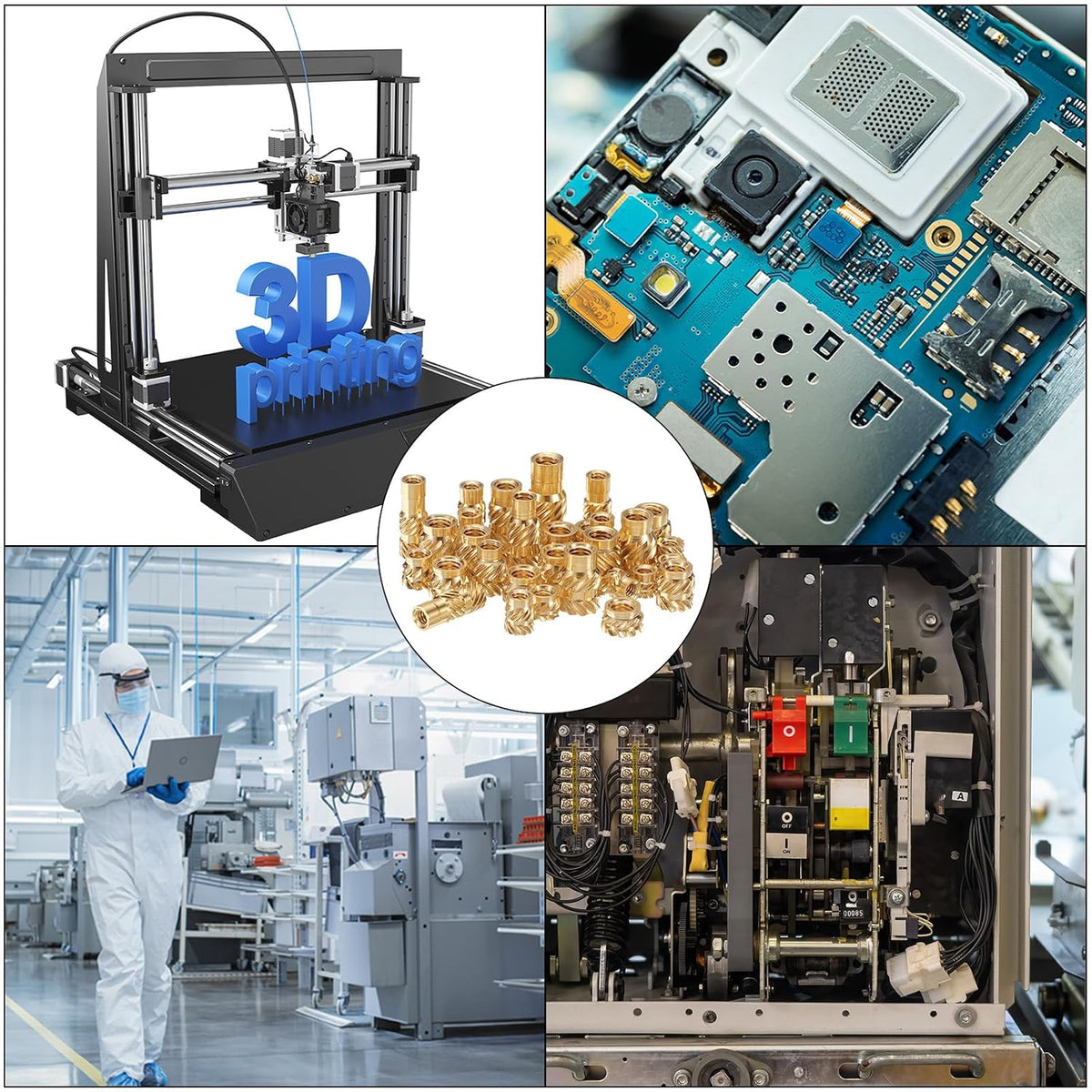 50st M3 skruvinsatser brons termosättbara insatser M3x5.5mm, OD 5mm skruvade insatsmuttrar, 3D-skrivna bronsmuttrar flickskruvinsatser muttrar