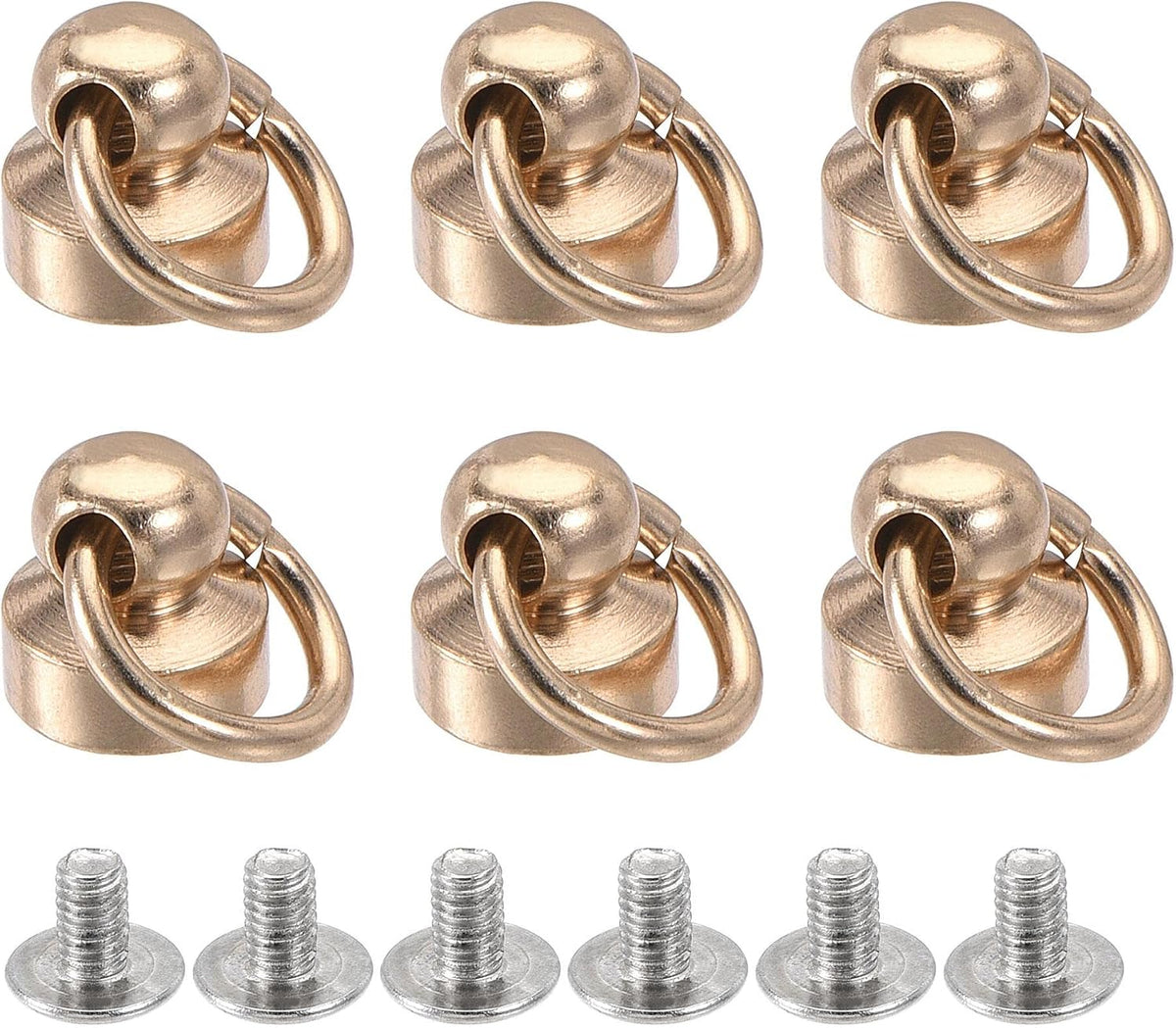 LinkMejor 8x8mm Pull Ring Rivets Studs Round Head for DIY Brass Champagne Gold 6pcs