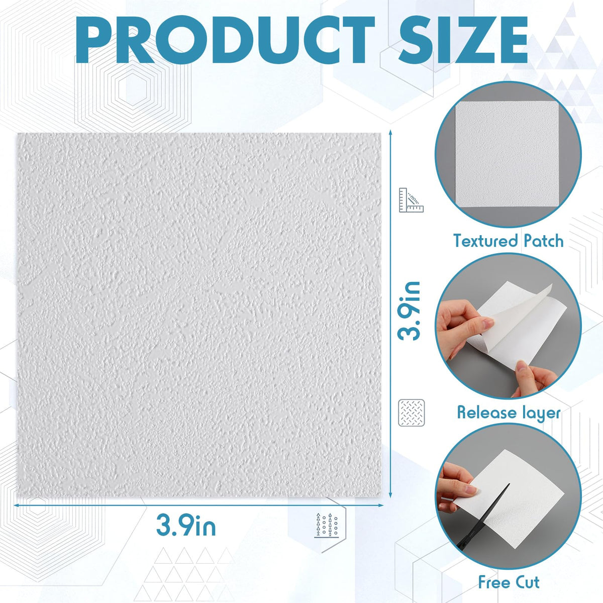 LinkMejor 20 Pack Bandaj Autoadeziv pentru Plafon 3.9 x 3.9 Inch Pre Texturat